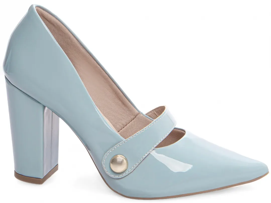 015b868ce595b5d1a1e196117e61eaa1.jpg Scarpin Verniz Salto Grosso 9 cm com Tira – cor Azul, vista lateral