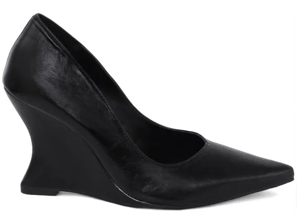 Scarpin Anabela Salto Geométrico Escultural Curvo