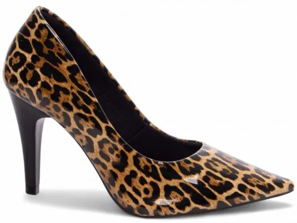Scarpin Onça Verniz Salto Fino 10 cm – vista lateral
