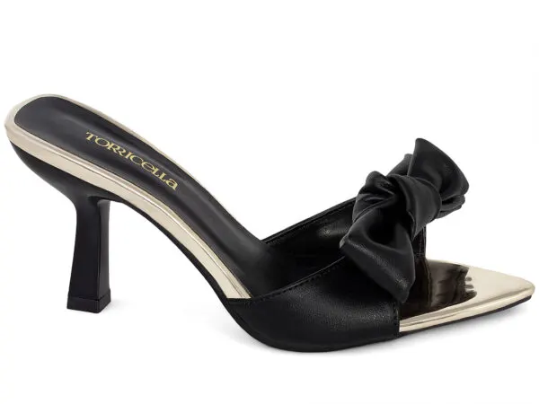 Coleção Tamanco Mule Bico Folha com Laço – cor Preto, vista lateral