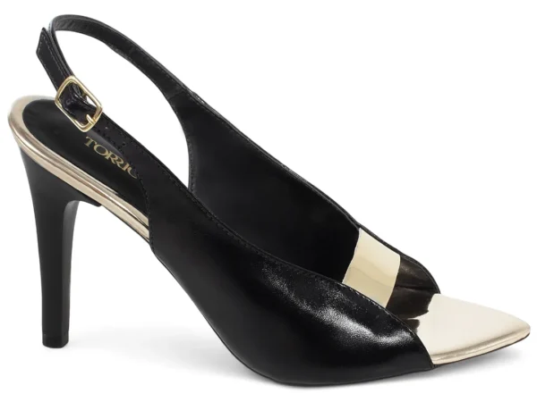 Coleção Sandália Salto Agulha 10 cm Bico Folha Preto